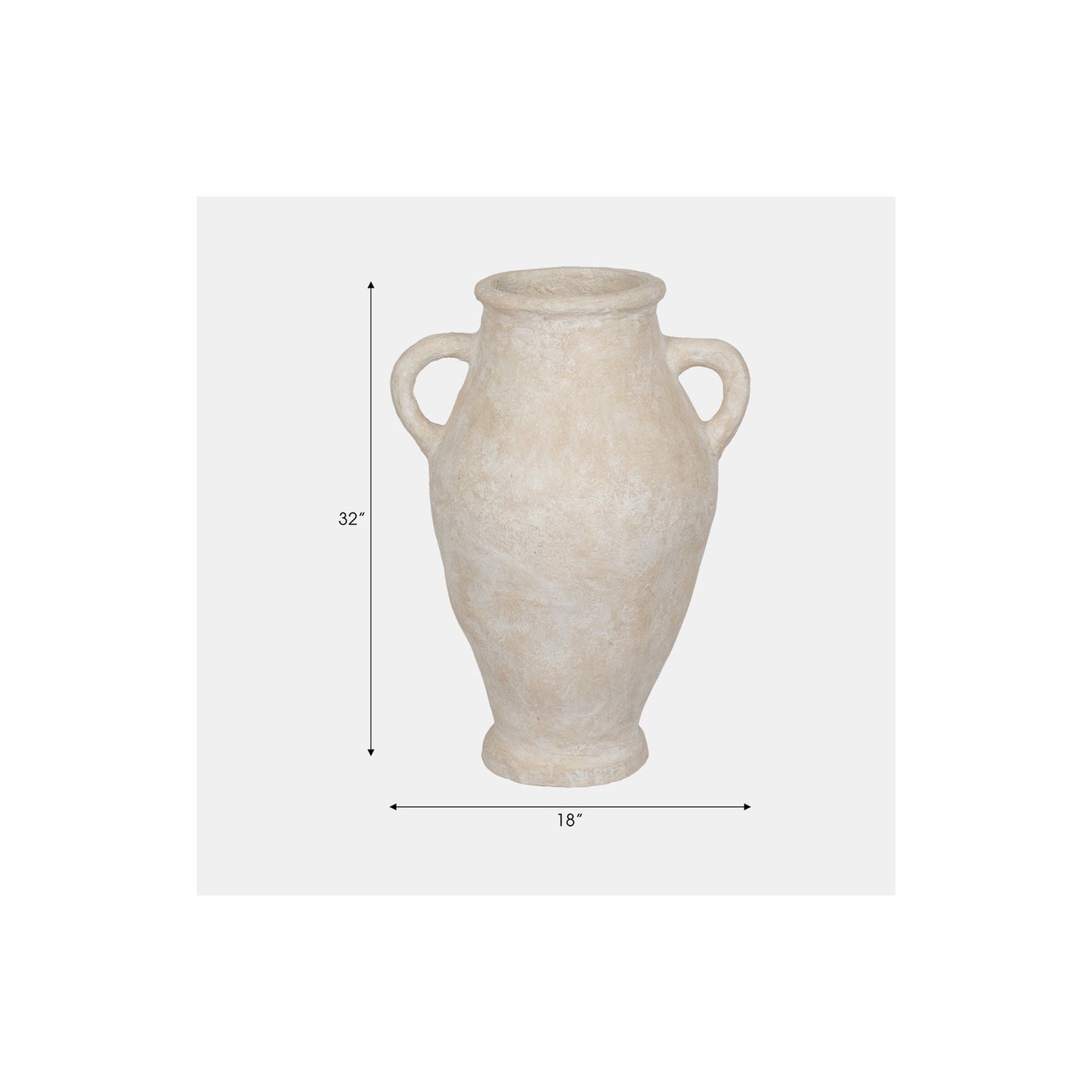 32" PAPER MACHE JUG WITH
HANDLES, WHITE