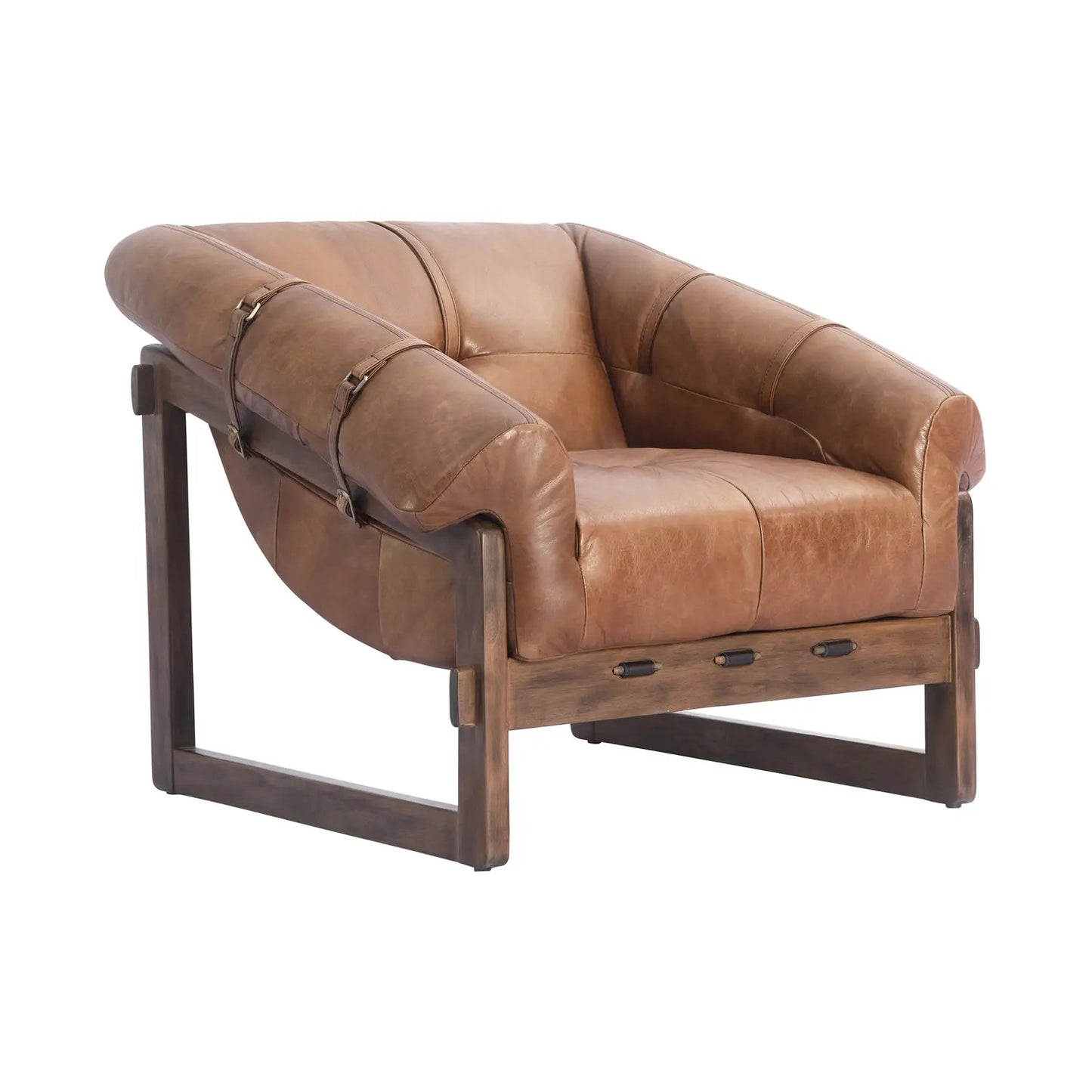 BELLOS ACCENT CHAIR OPEN ROAD BROWN LEATHER