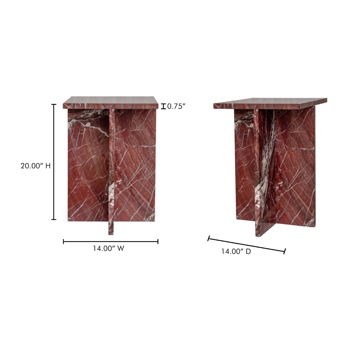 BLAIR ACCENT TABLE ROSSO LEVANTO MARBLE