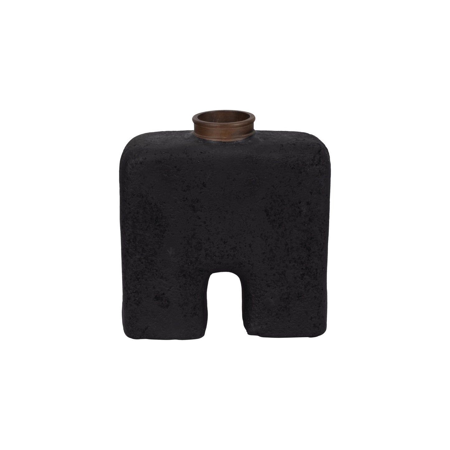 ECOMIX, 13"H ABSTRACT VASE, BLACK