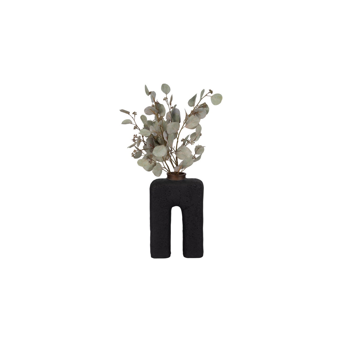 ECOMIX, 15"H ABSTRACT VASE, BLACK