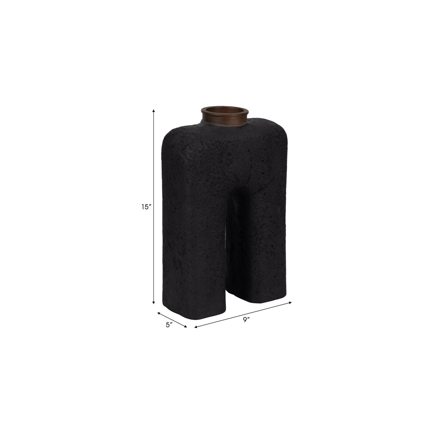 ECOMIX, 15"H ABSTRACT VASE, BLACK