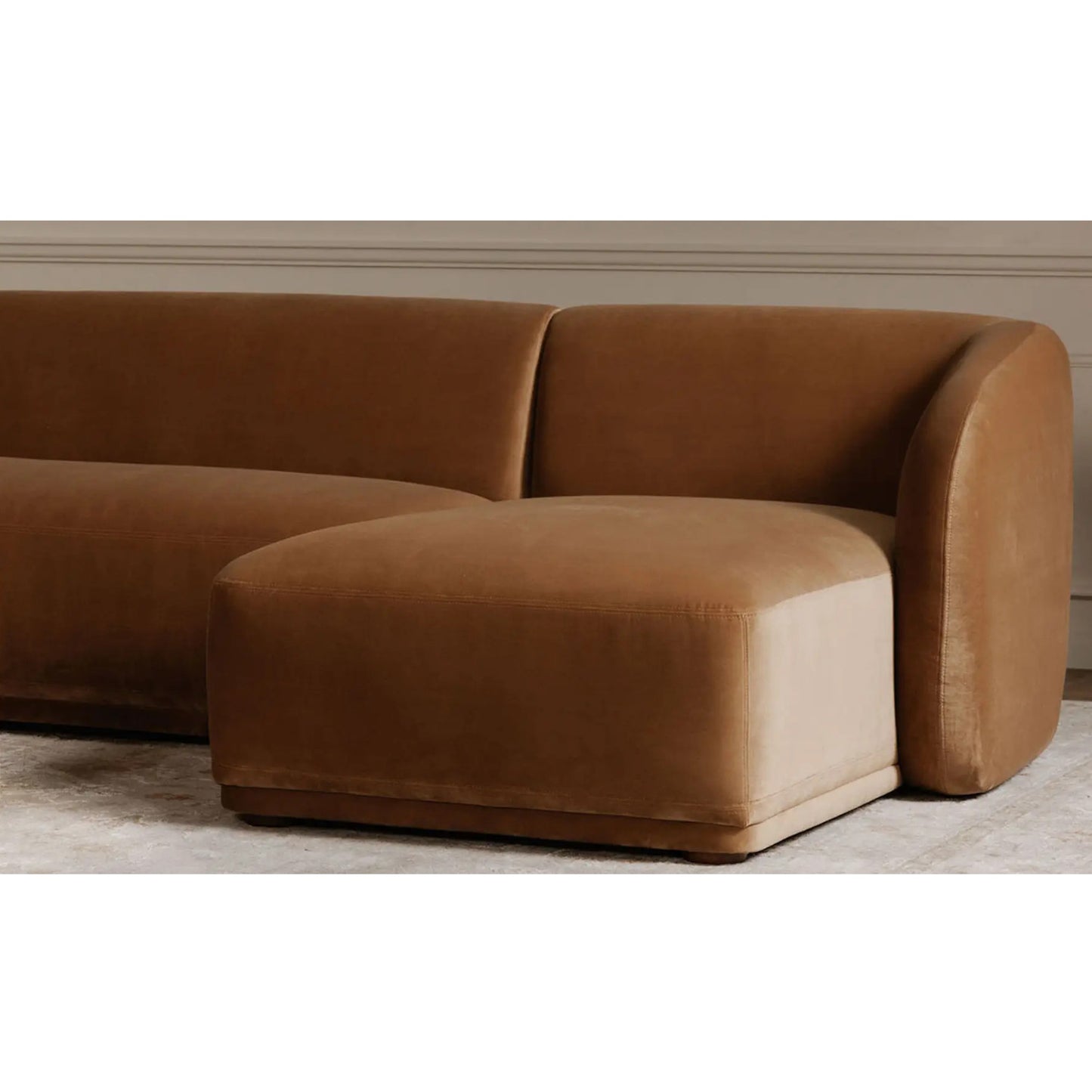 FAYE SECTIONAL TAN FAUX MOHAIR RIGHT