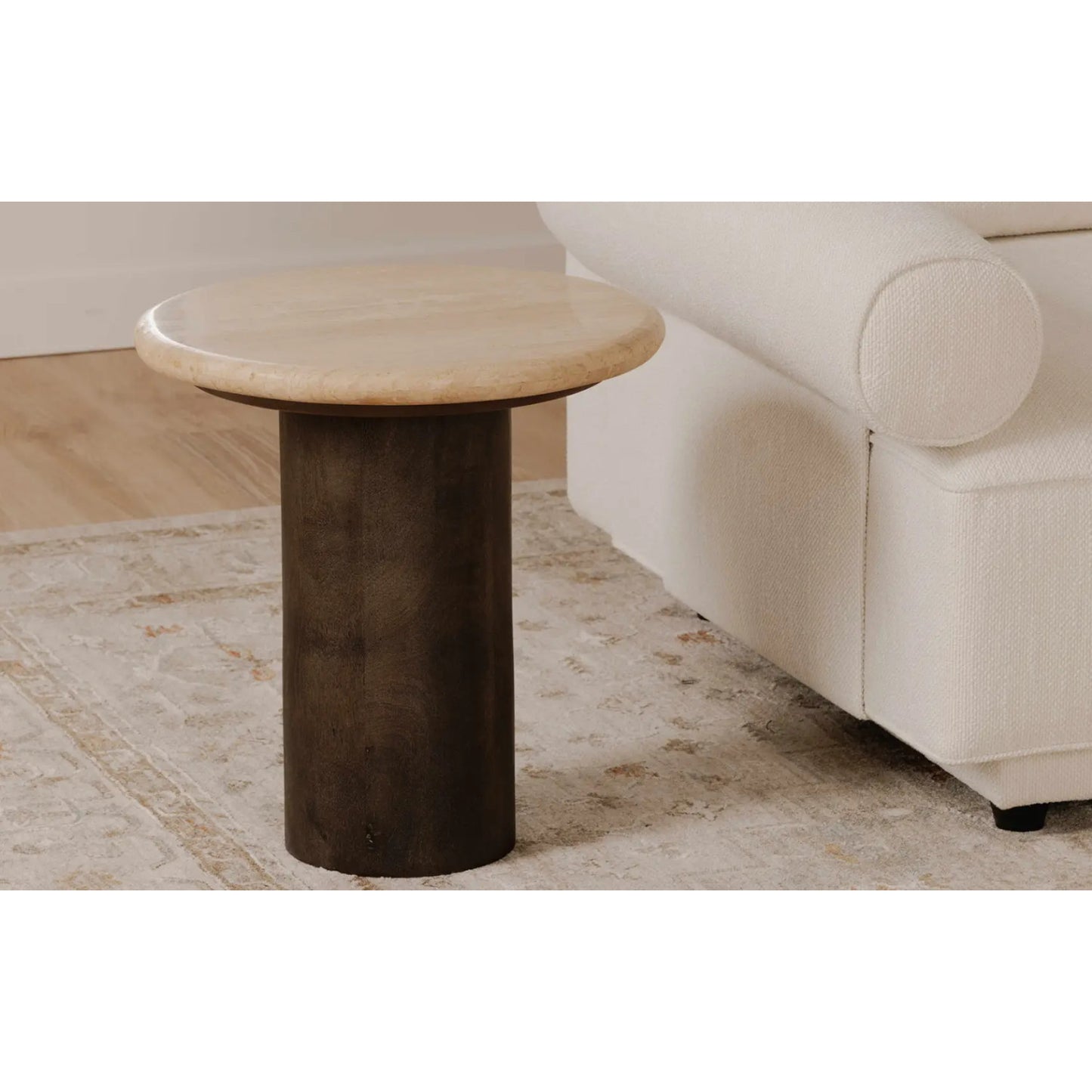 LANDON ACCENT TABLE BEIGE TRAVERTINE