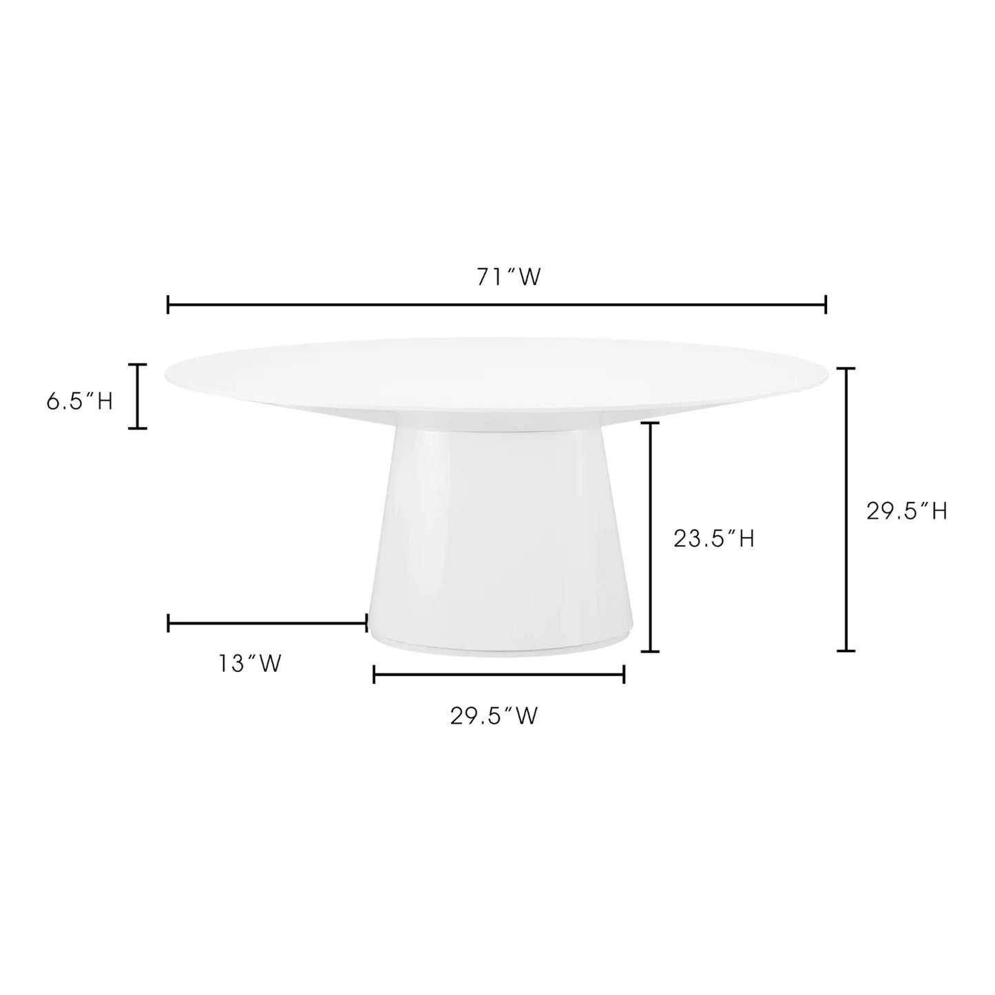 OTAGO OVAL DINING TABLE WHITE