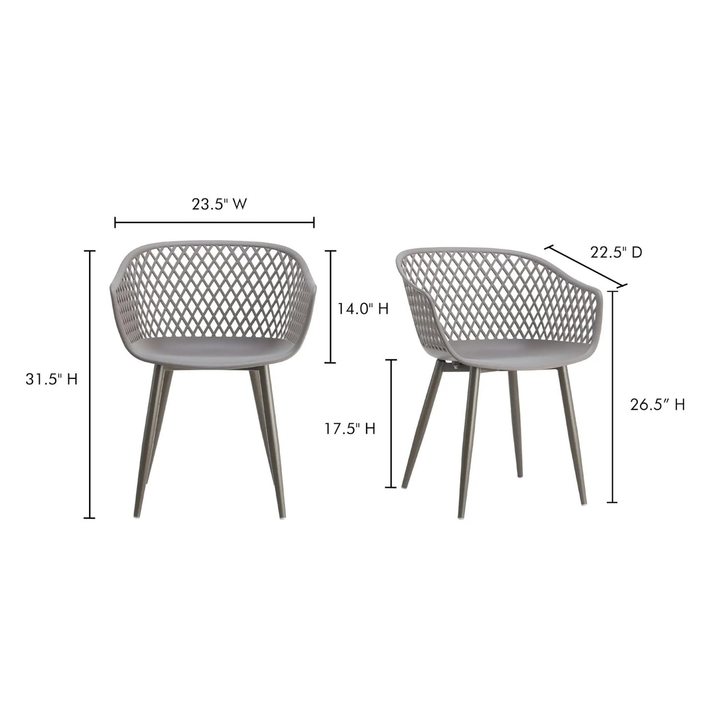 PIAZZA OUTDOOR CHAIR GREY-SET OF TWO