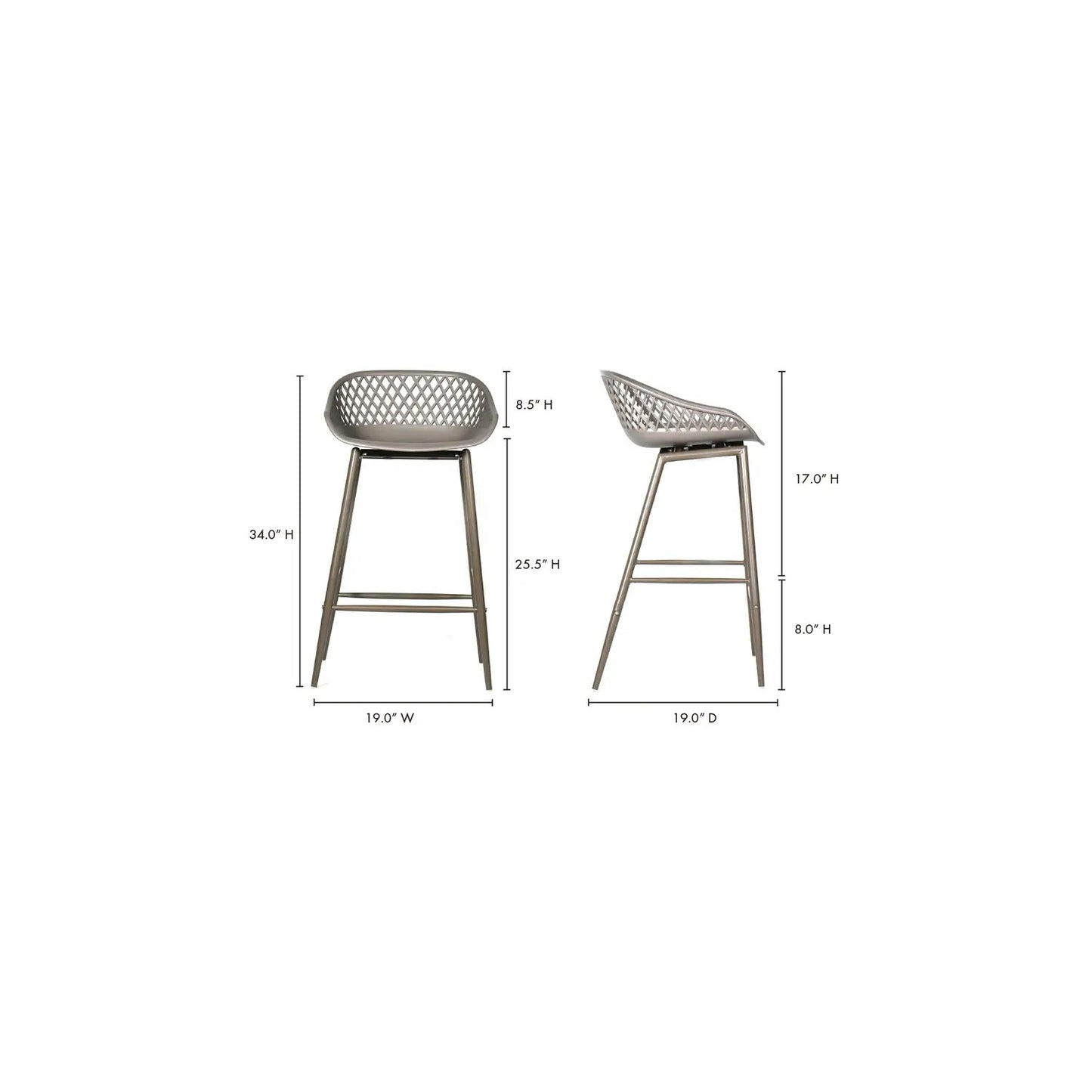 PIAZZA OUTDOOR COUNTER STOOL GREY-SET OF TWO