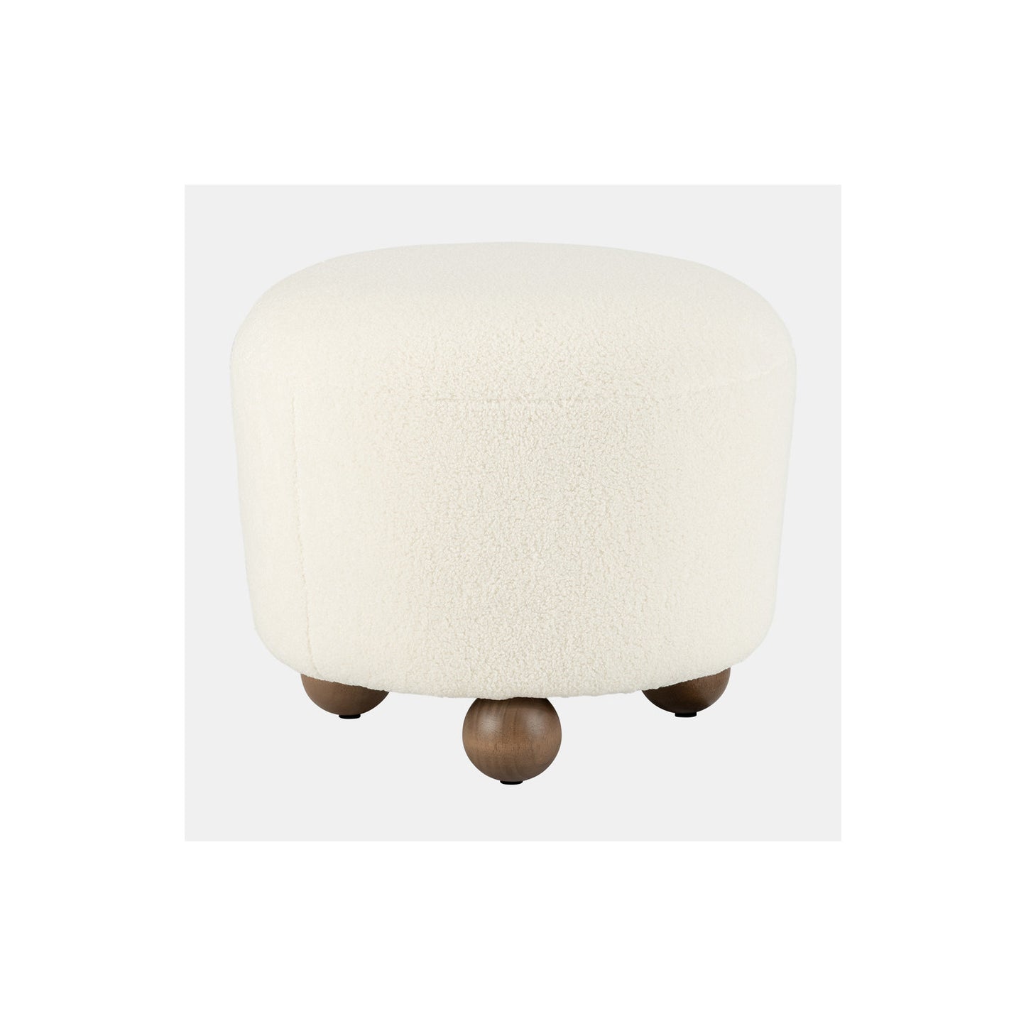 ROUND OTTOMAN W/ BALL FEET, BEIGE