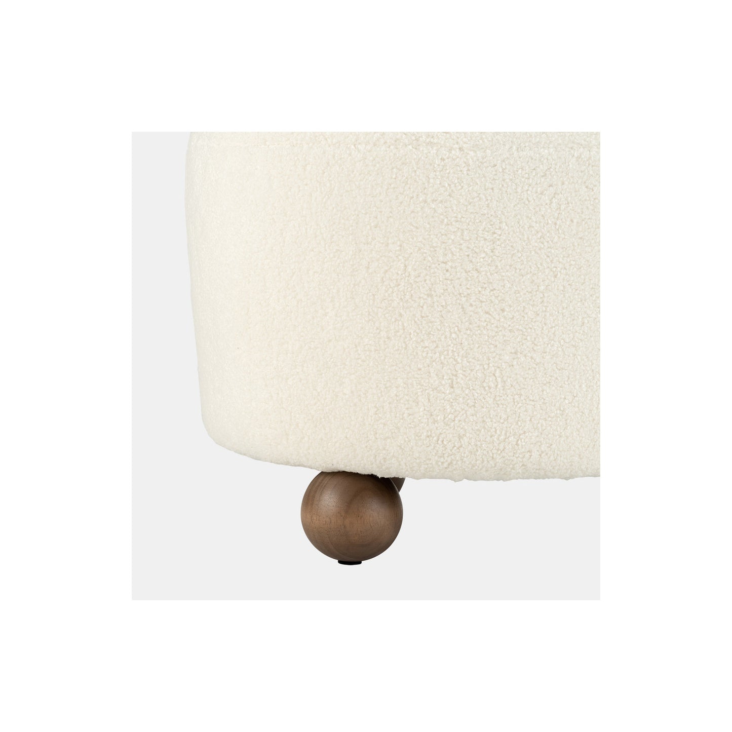 ROUND OTTOMAN W/ BALL FEET, BEIGE