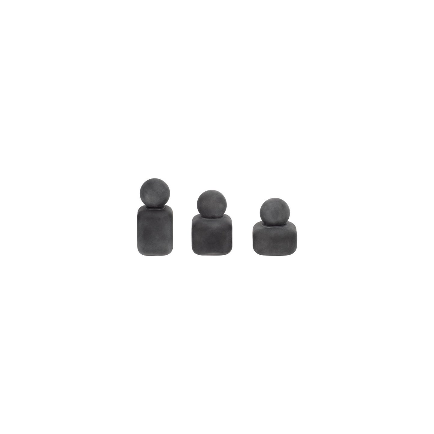 S/3 4/5/6" MASON BLACK GLASS LIDDED BOTTLES