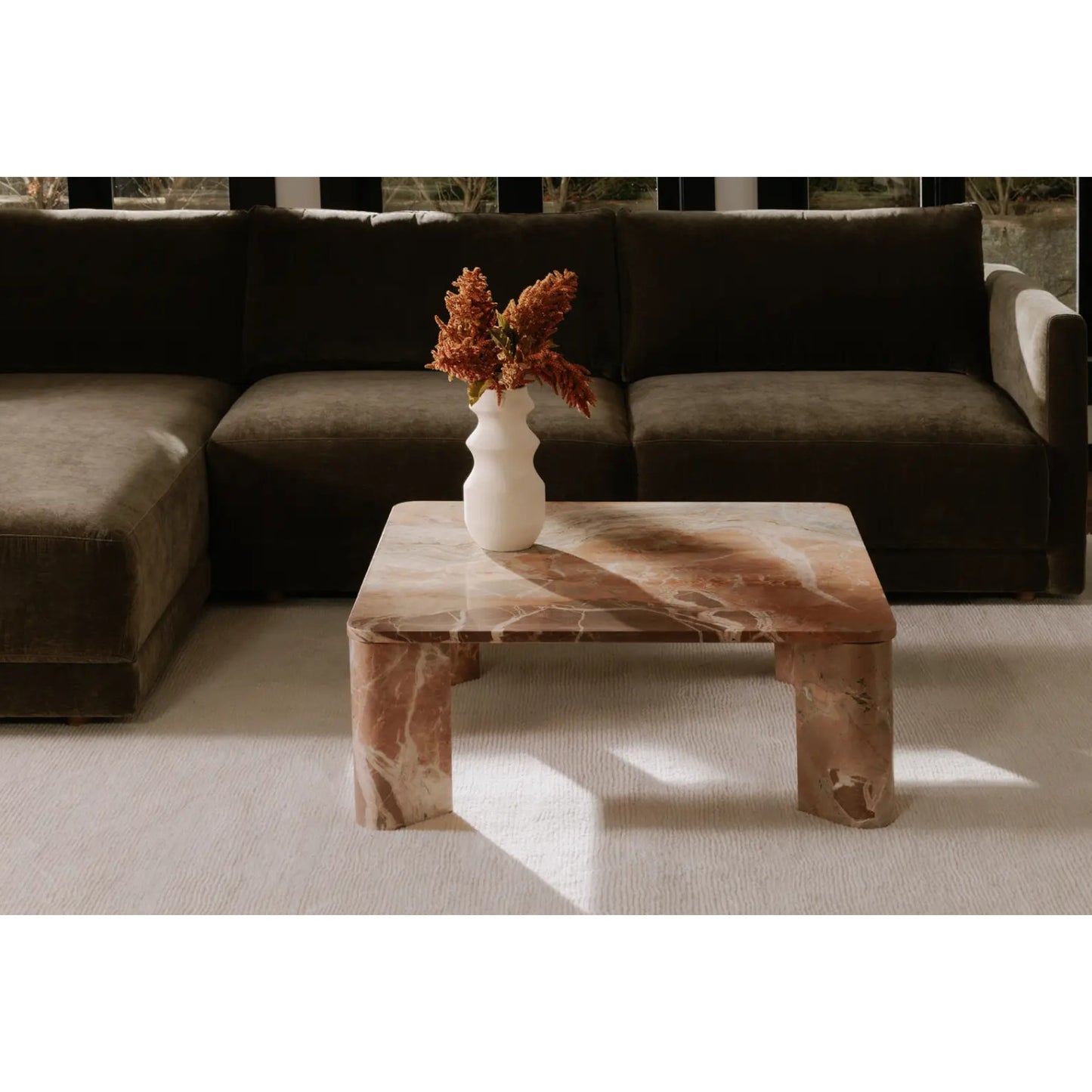 SEGMENT COFFEE TABLE ORANGE LEVANTE MARBLE -KXM