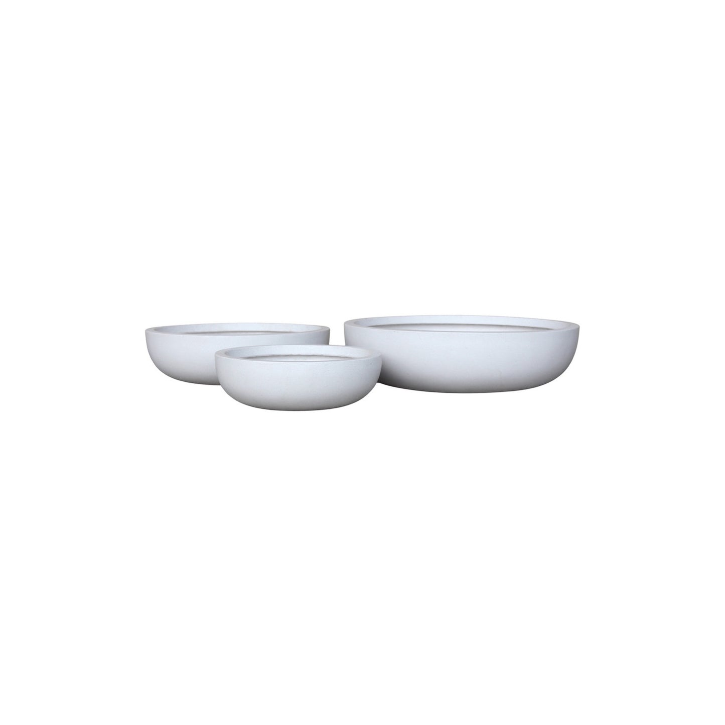 S/3 13/17/21" LOW BOWL PLANTERS, WHITE
