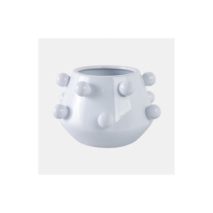 10" TAPERED BUBBLE PLANTER, WHITE