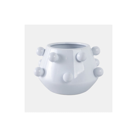 10" TAPERED BUBBLE PLANTER, WHITE