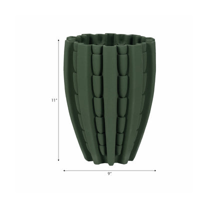 11" LAKELAND 3D PRINTED VASE, GREEN