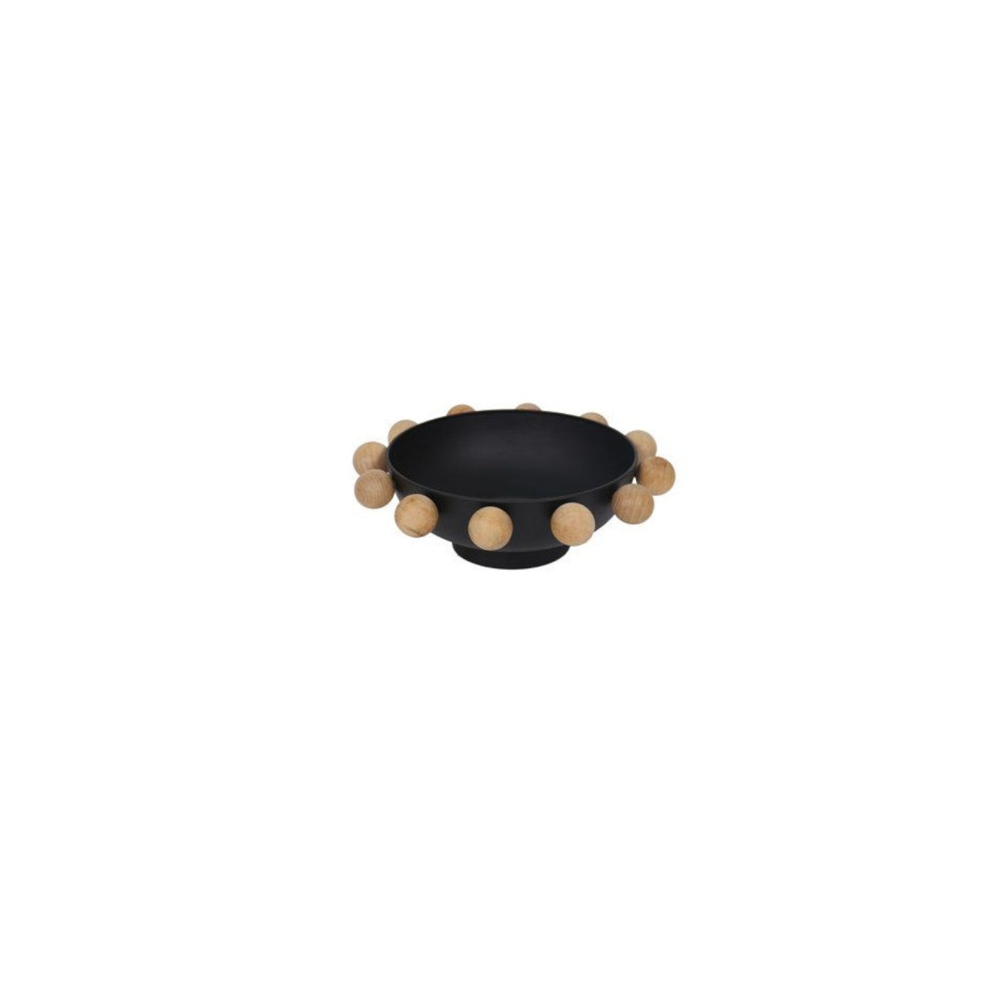 13" BOWL WITH LARGE WOODEN KNOBS, BLACK
