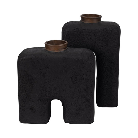 ECOMIX, 13"H ABSTRACT VASE, BLACK