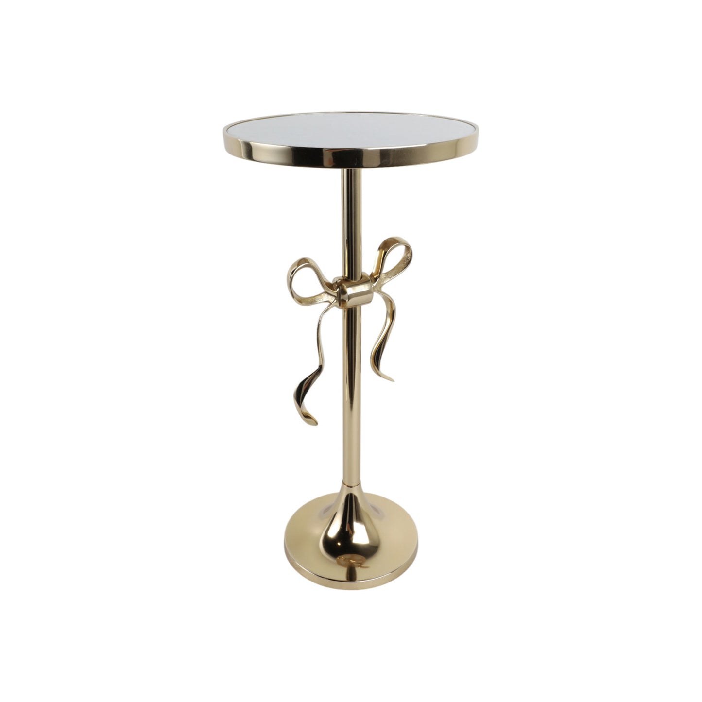 24" YORK GOLD BOW TABLE WITH MARBLE TABLETOP