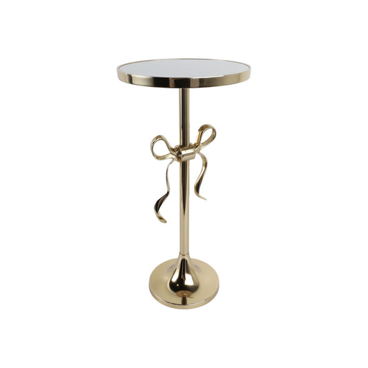 24" YORK GOLD BOW TABLE WITH MARBLE TABLETOP
