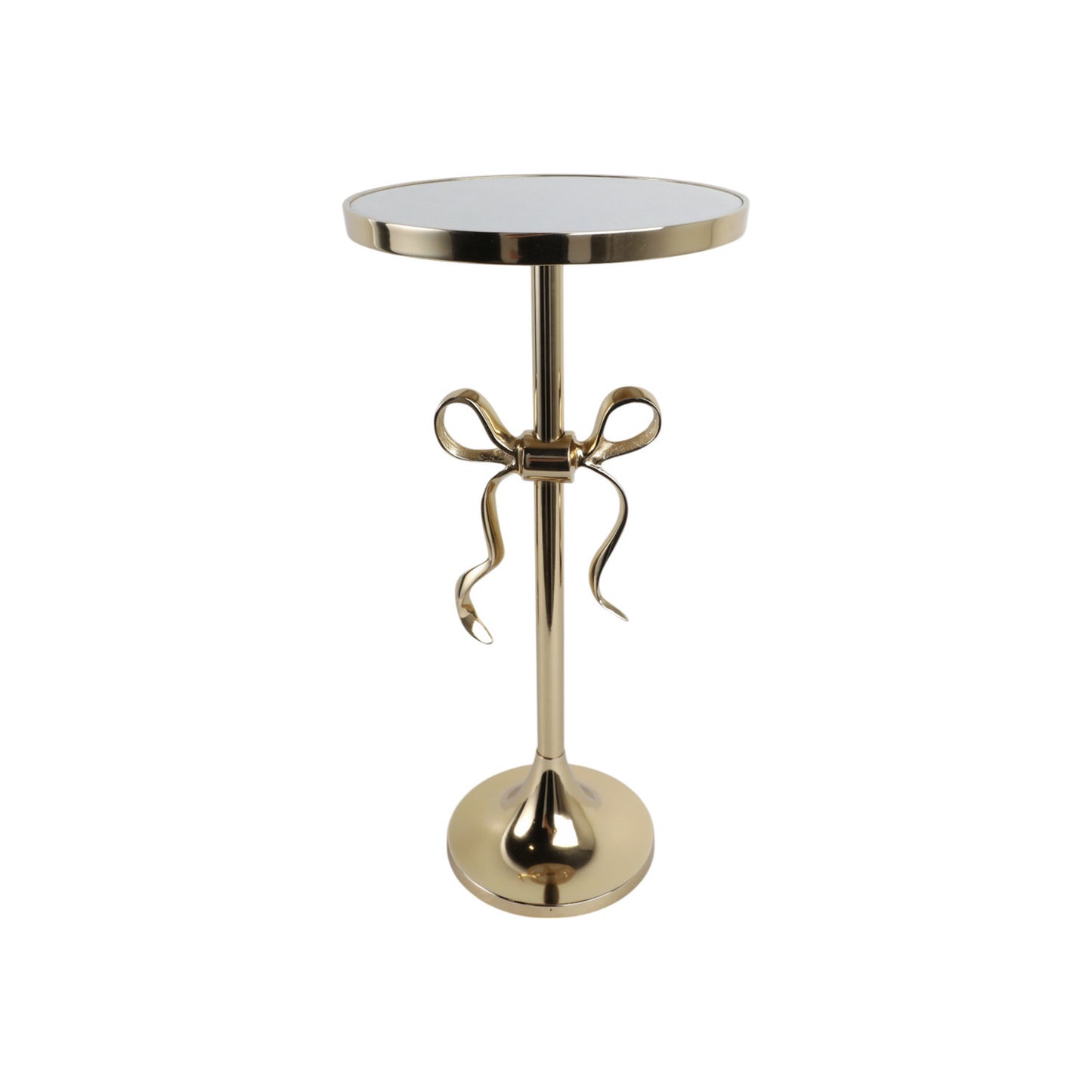 24" YORK GOLD BOW TABLE WITH MARBLE TABLETOP
