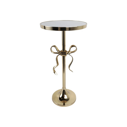 24" YORK GOLD BOW TABLE WITH MARBLE TABLETOP