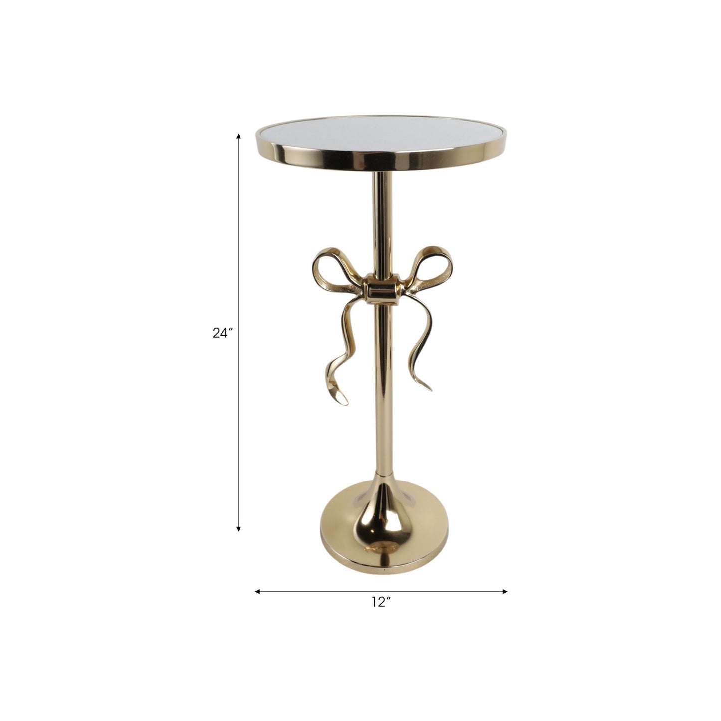 24" YORK GOLD BOW TABLE WITH MARBLE TABLETOP