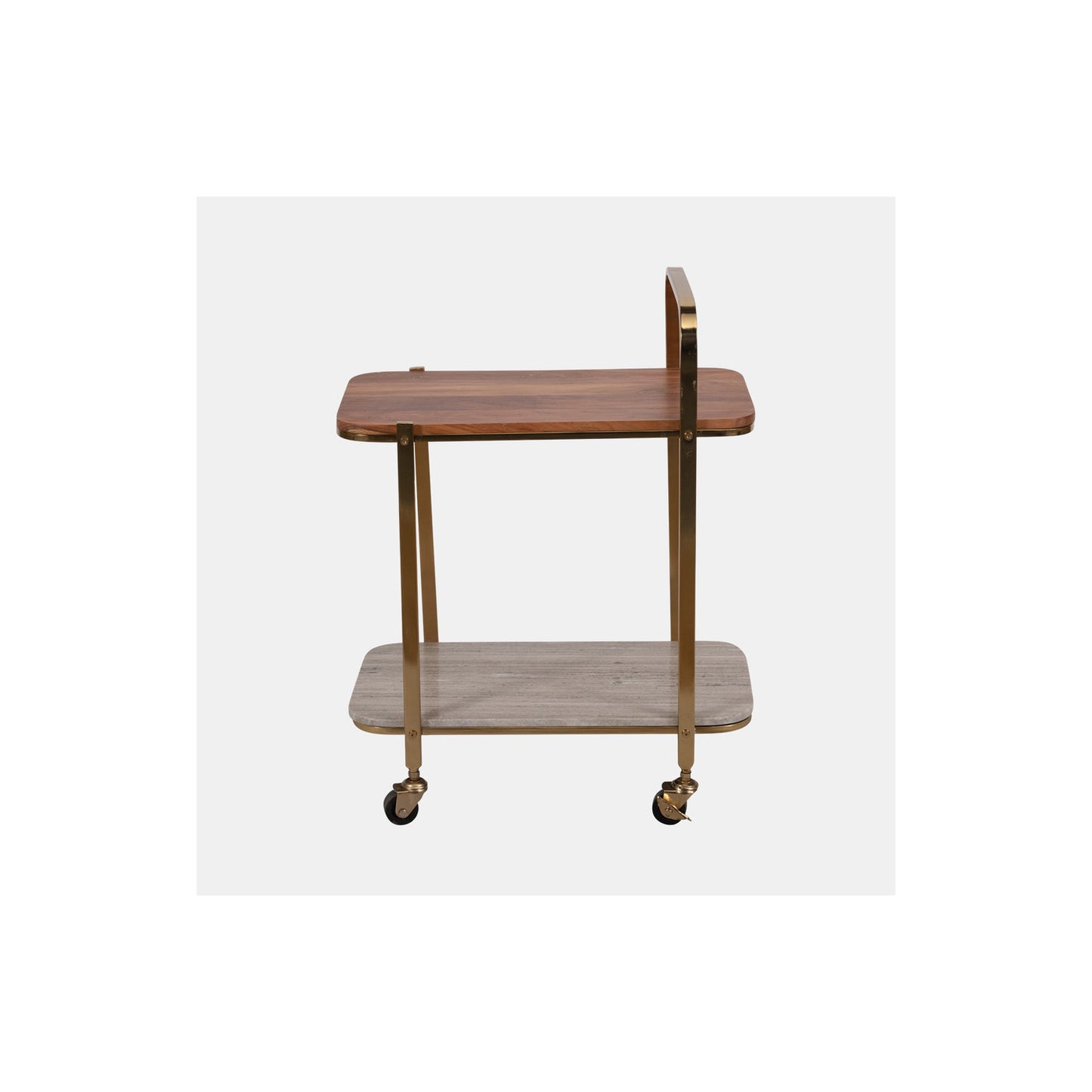 31" MARBLE SHELF BAR CART, GOLD KD