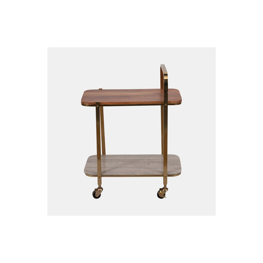 31" MARBLE SHELF BAR CART, GOLD KD