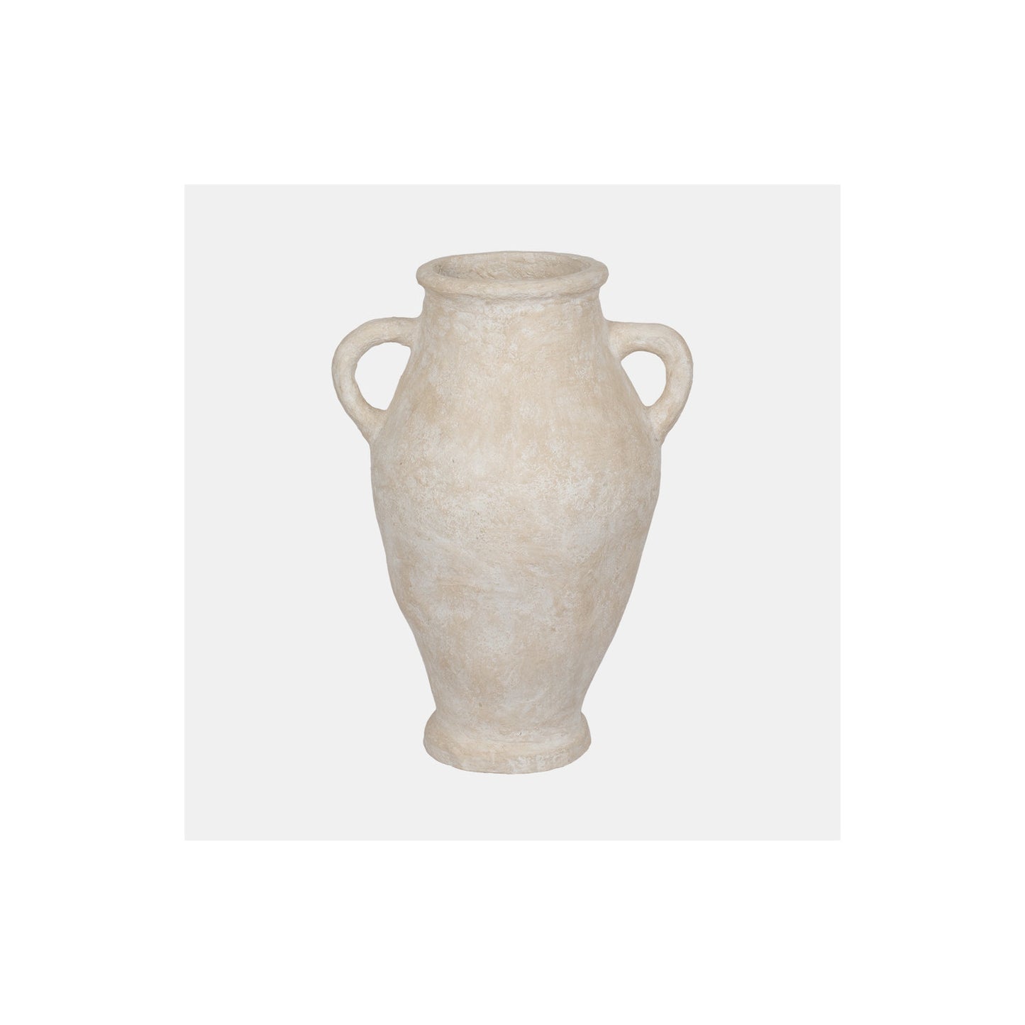 32" PAPER MACHE JUG WITH
 HANDLES, WHITE