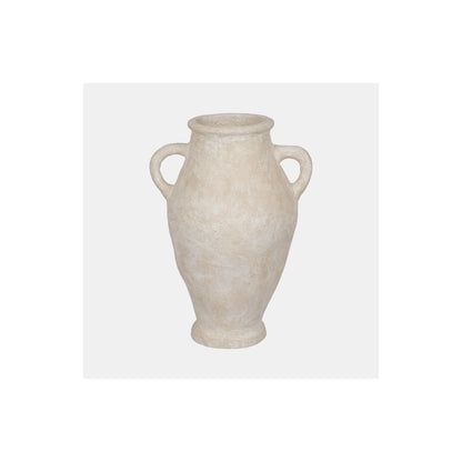 32" PAPER MACHE JUG WITH
 HANDLES, WHITE