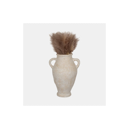32" PAPER MACHE JUG WITH
 HANDLES, WHITE