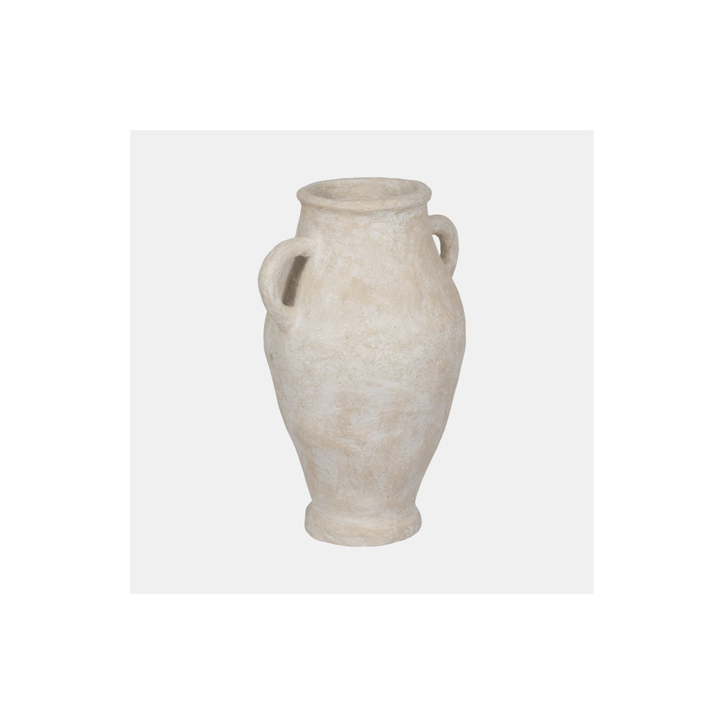 32" PAPER MACHE JUG WITH
 HANDLES, WHITE