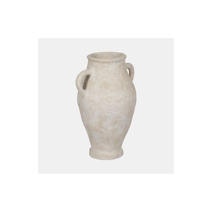 32" PAPER MACHE JUG WITH
 HANDLES, WHITE