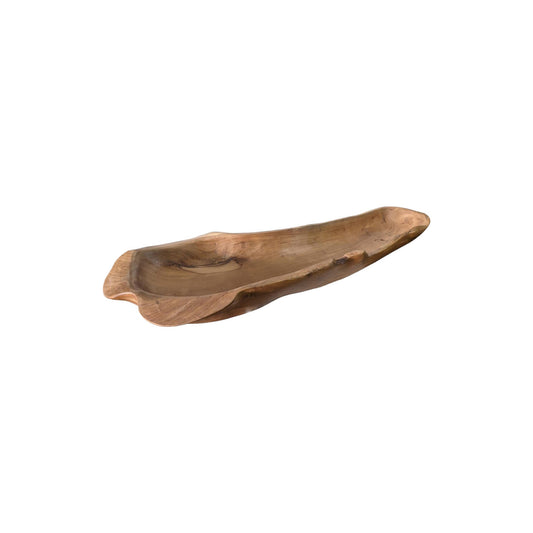 39" TEAK WOOD LONG BOWL, NATURAL