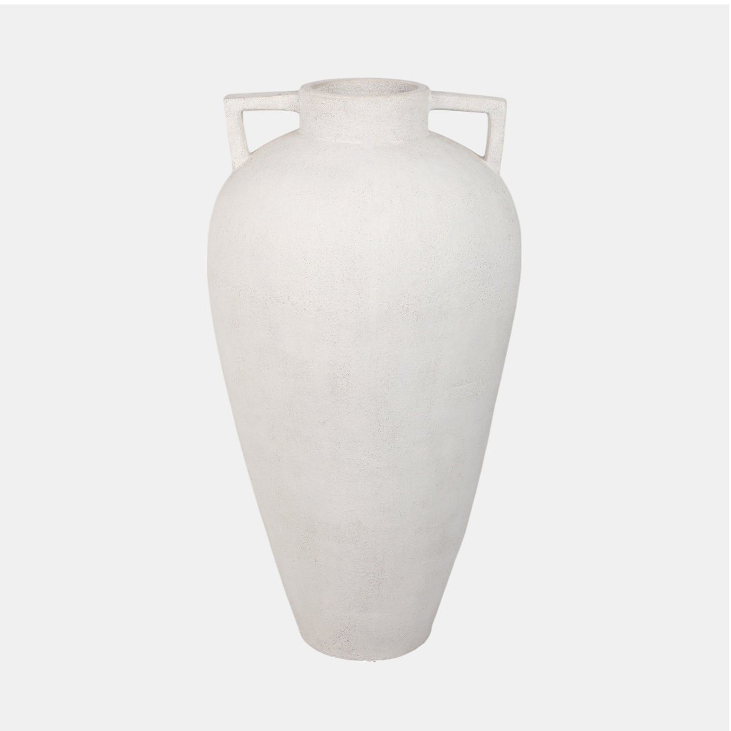 40" TERRACOTTA FLOOR VASE POINTY HANDLES, IVORY