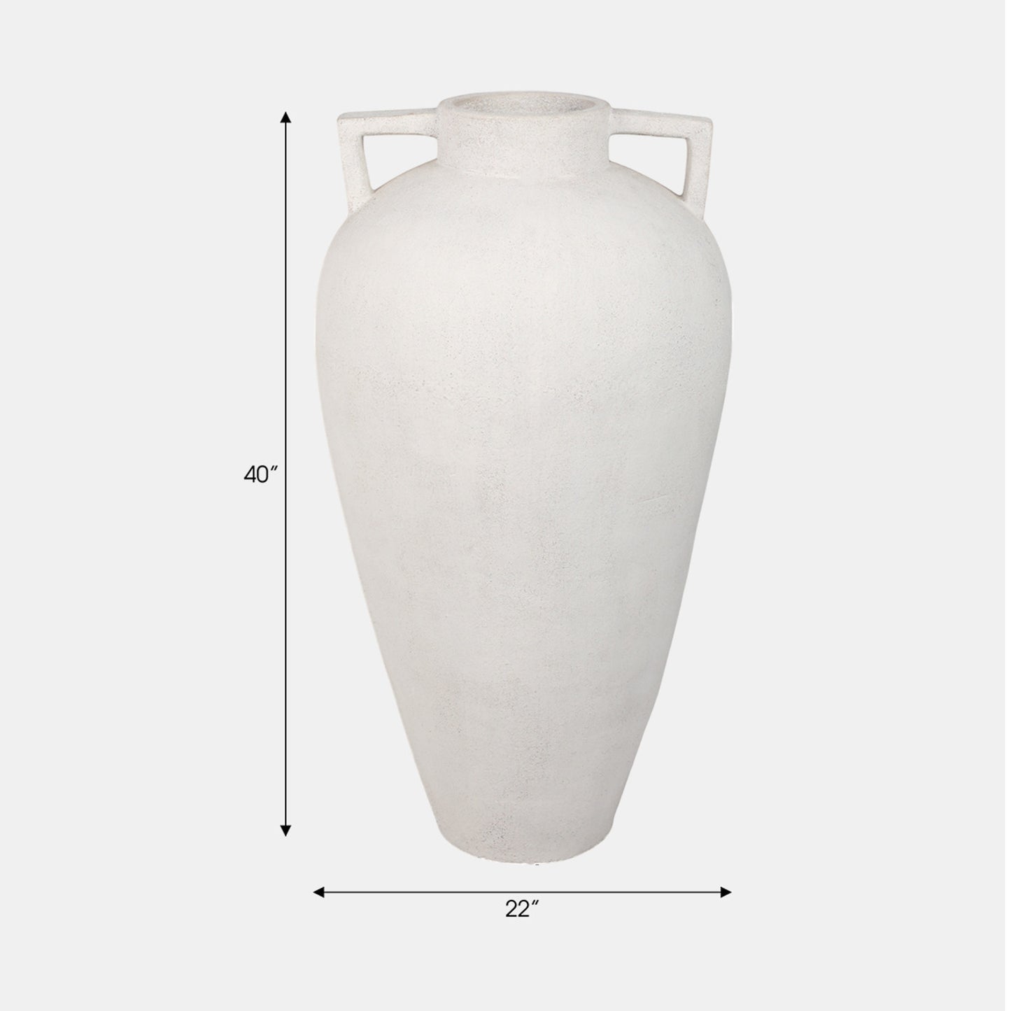 40" TERRACOTTA FLOOR VASE POINTY HANDLES, IVORY