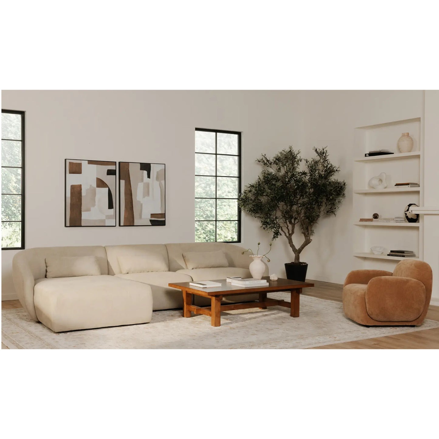 AMELIA LOUNGE MODULAR SECTIONAL WARM WHITE LEFT