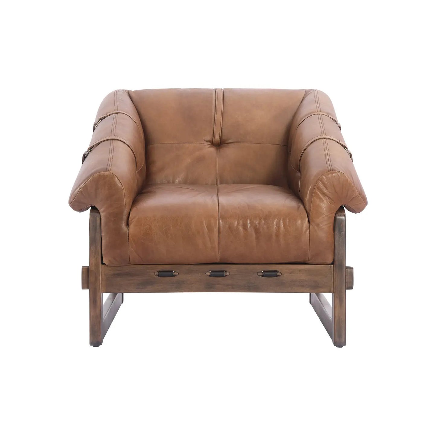 BELLOS ACCENT CHAIR OPEN ROAD BROWN LEATHER