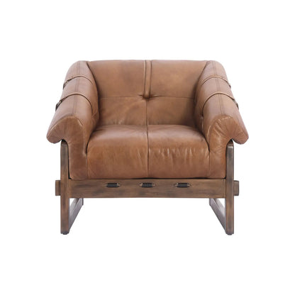 BELLOS ACCENT CHAIR OPEN ROAD BROWN LEATHER