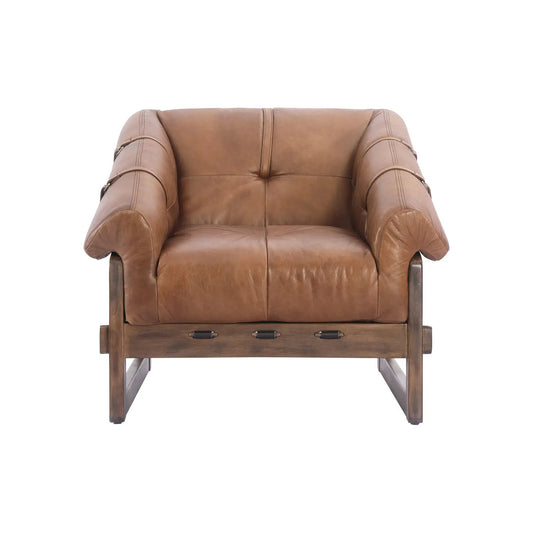 BELLOS ACCENT CHAIR OPEN ROAD BROWN LEATHER