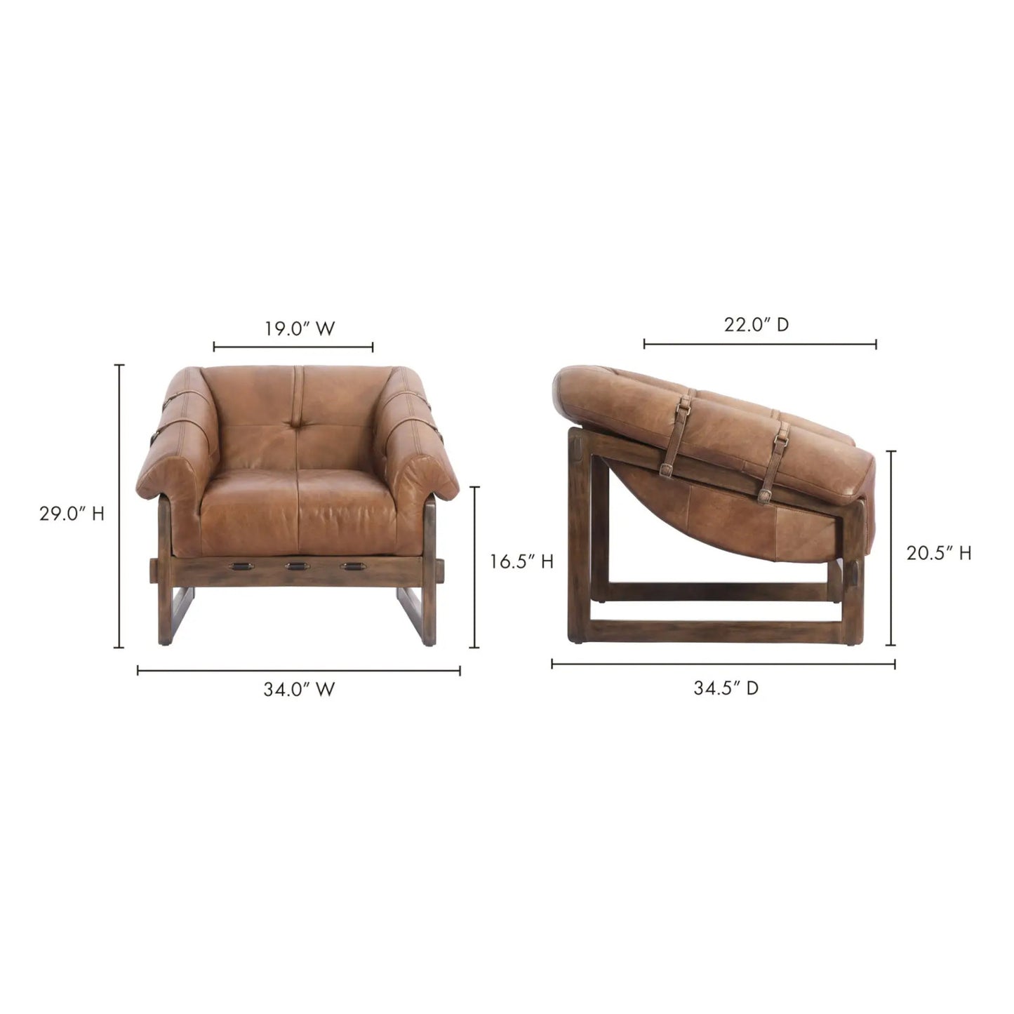 BELLOS ACCENT CHAIR OPEN ROAD BROWN LEATHER