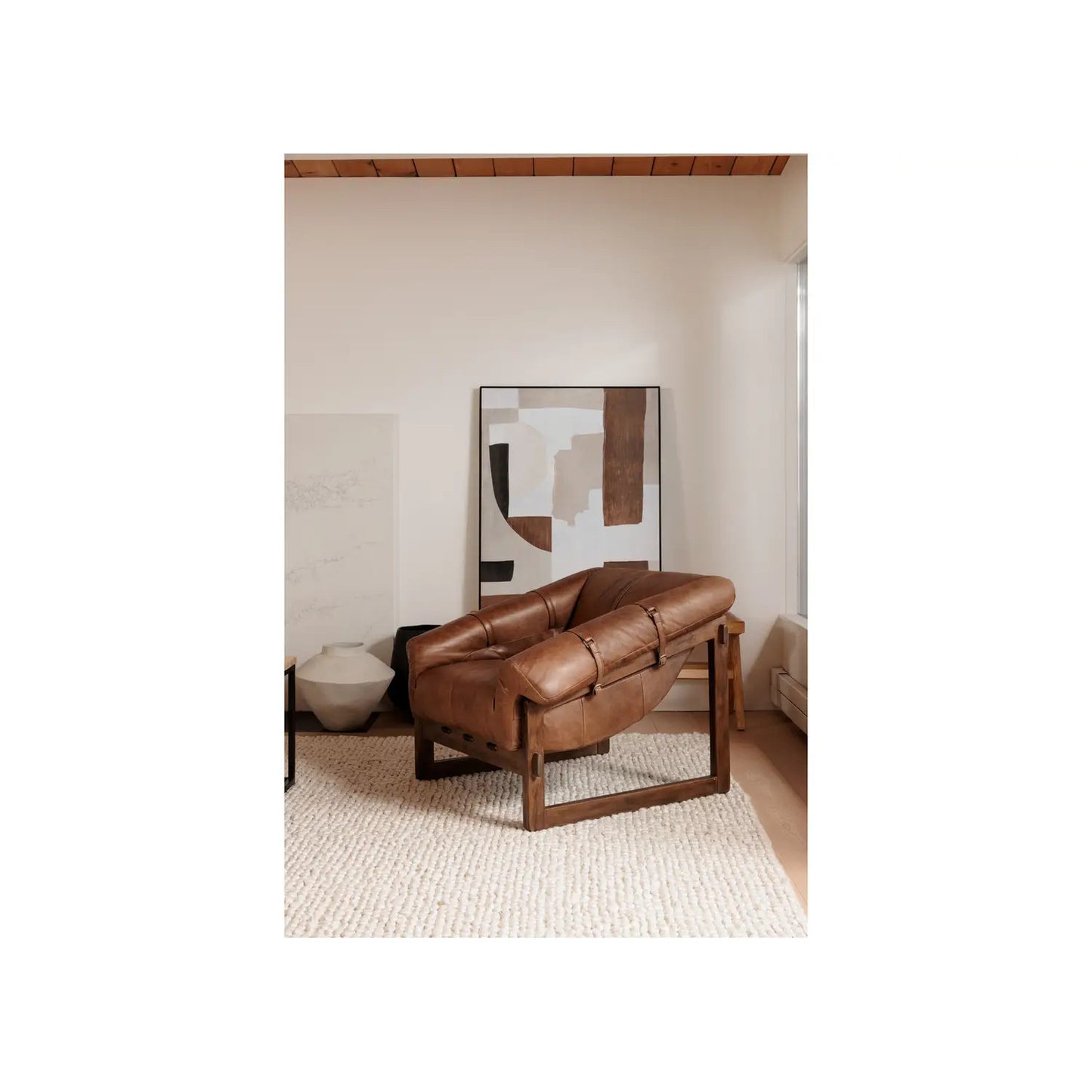 BELLOS ACCENT CHAIR OPEN ROAD BROWN LEATHER