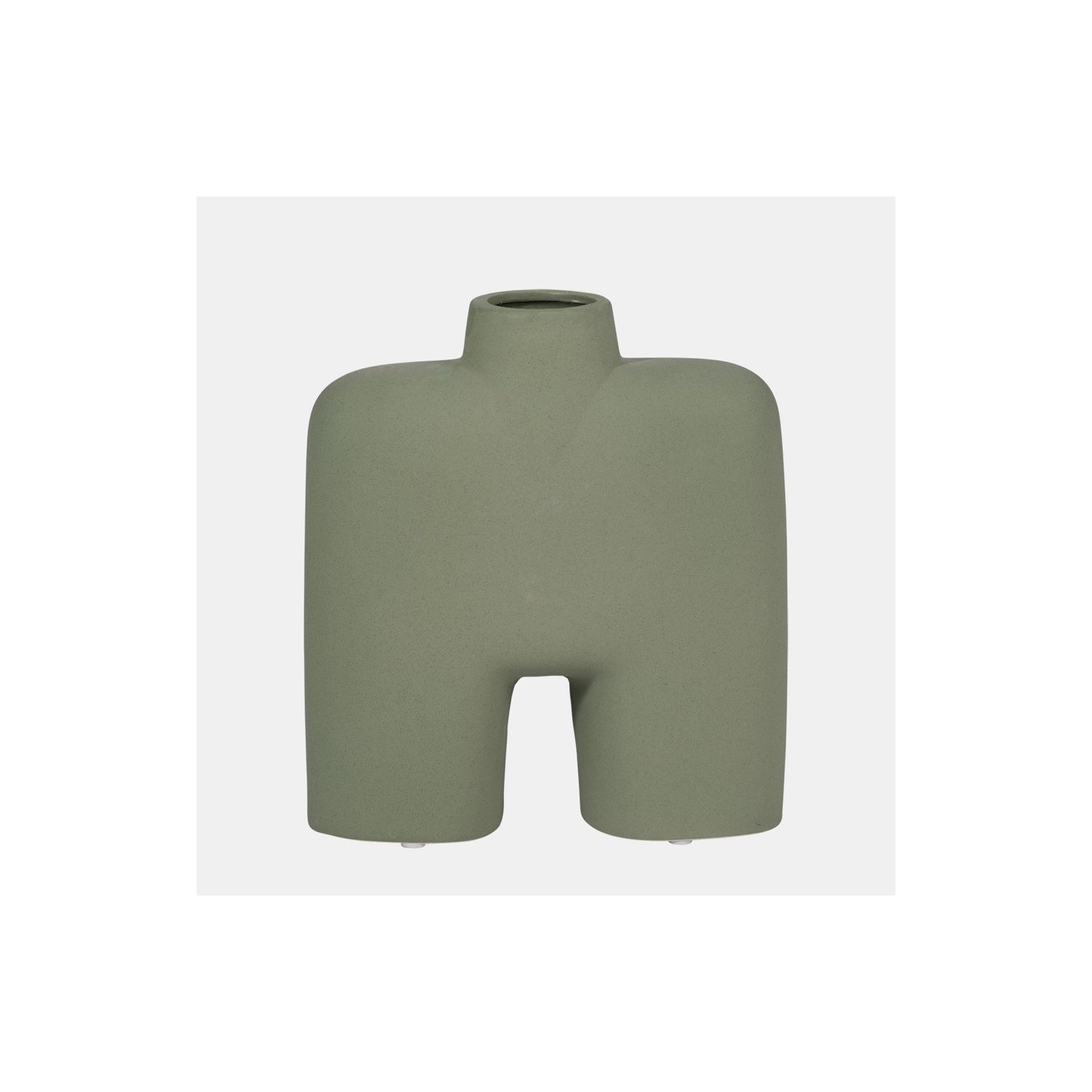 CER, 7" SQUARE SHAPE VASE, DARK SAGE