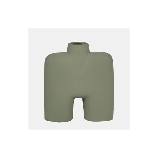 CER, 7" SQUARE SHAPE VASE, DARK SAGE