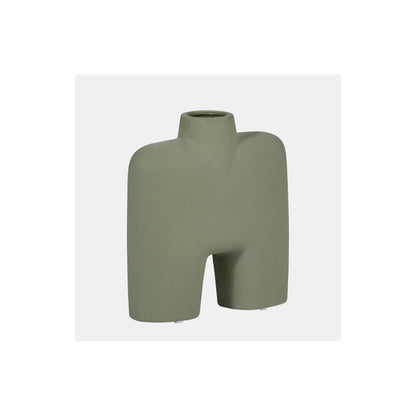 CER, 7" SQUARE SHAPE VASE, DARK SAGE