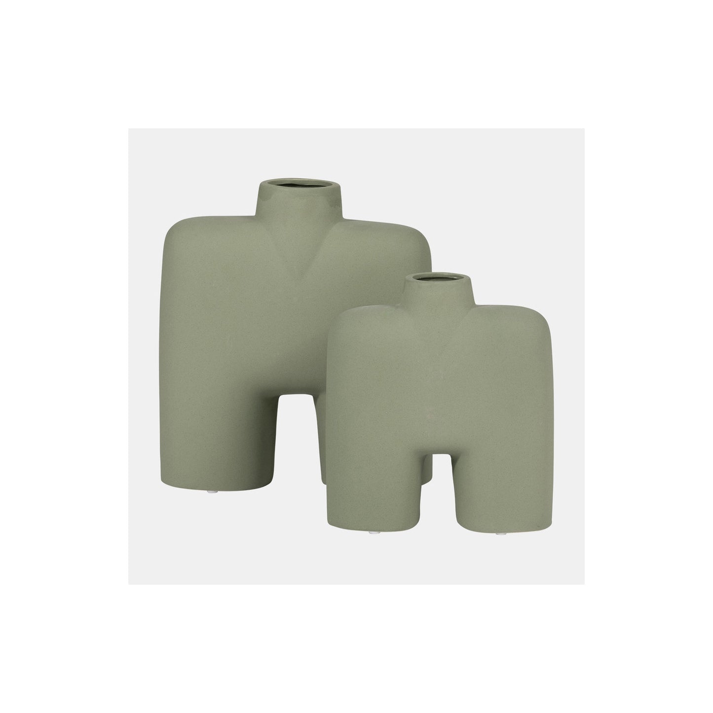 CER, 7" SQUARE SHAPE VASE, DARK SAGE