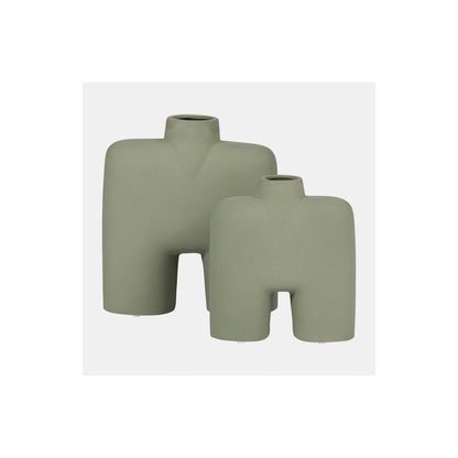CER, 7" SQUARE SHAPE VASE, DARK SAGE