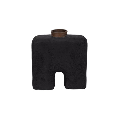 ECOMIX, 13"H ABSTRACT VASE, BLACK