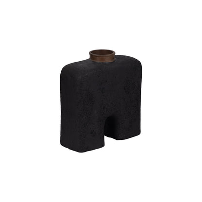 ECOMIX, 13"H ABSTRACT VASE, BLACK