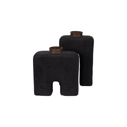ECOMIX, 13"H ABSTRACT VASE, BLACK